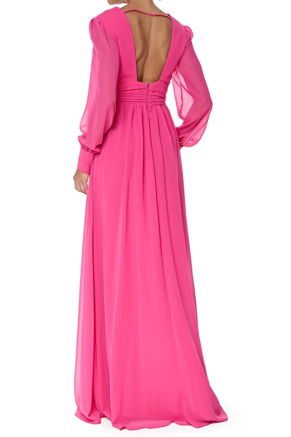 Vestido Longo Crepe Rosa - DG76633 Essential Collection