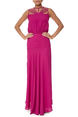 Vestido Longo Crepe Rosa