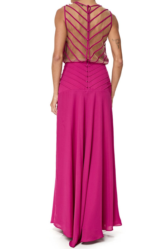 Vestido Longo Crepe Rosa - DG76719 Bo.Bô