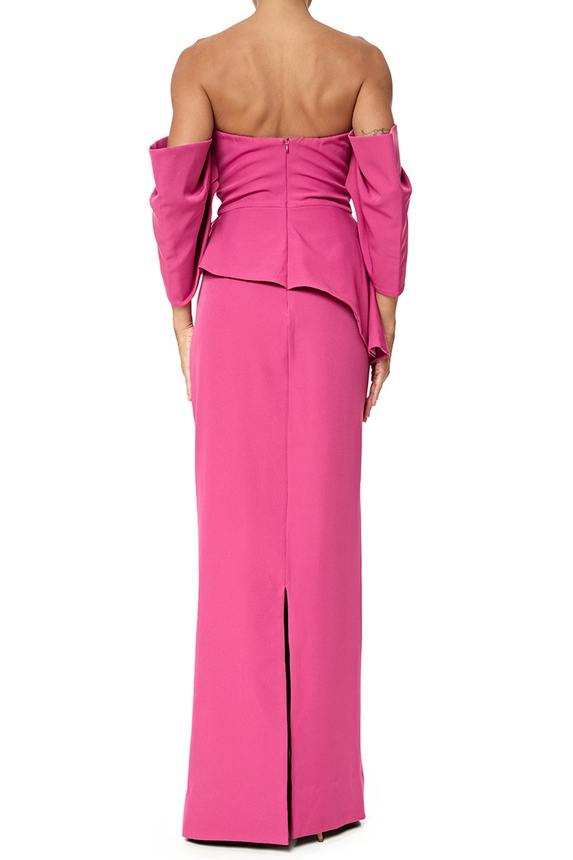 Vestido Longo Crepe Rosa - DG76843 Essential Collection