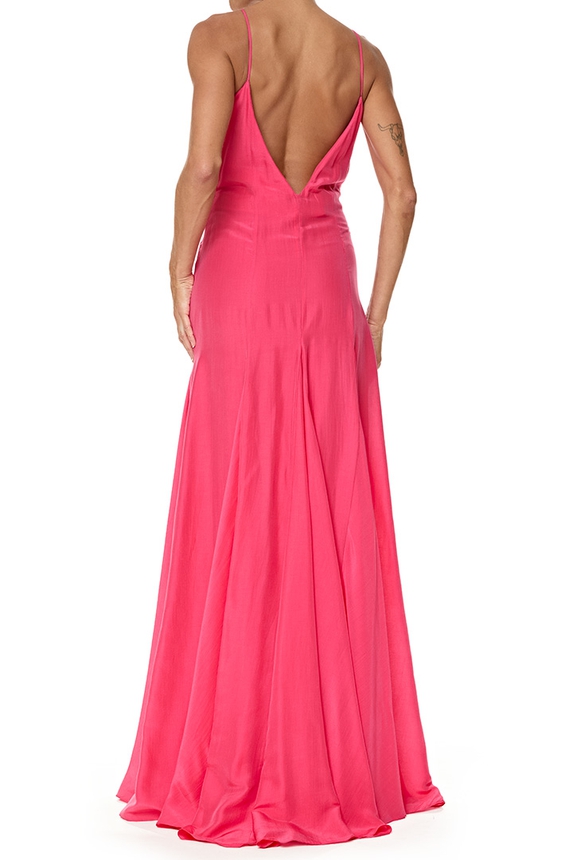 Vestido Longo Crepe Rosa - DG76905 Kika Simonsen