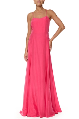 Vestido Longo Crepe Rosa