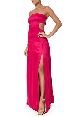 Vestido Longo Crepe Rosa