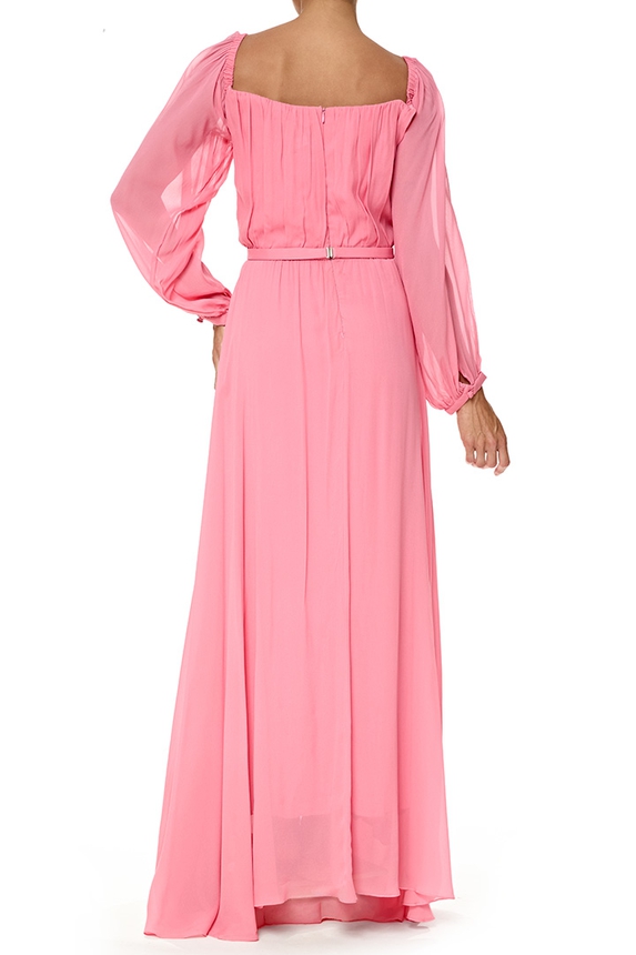 Vestido Longo Crepe Rosa - DG76921 Kika Simonsen