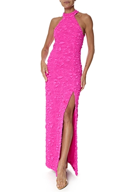 Vestido Longo Crepe Rosa
