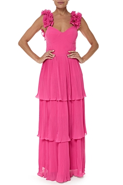 Vestido Longo Crepe Rosa