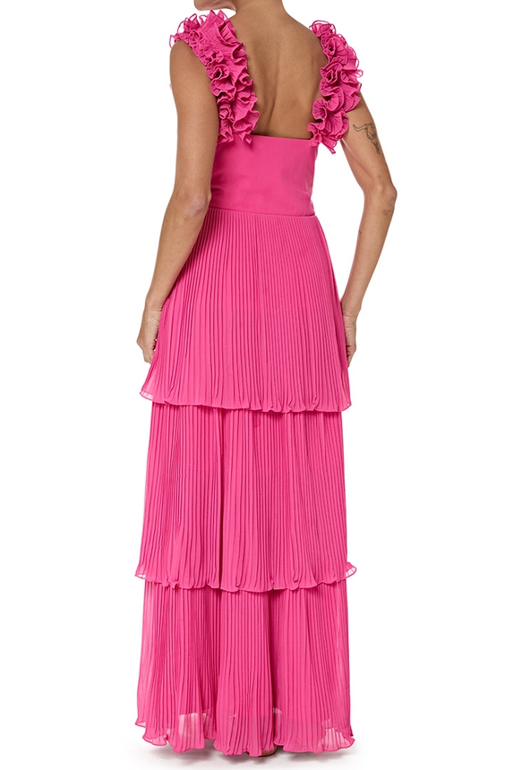 Vestido Longo Crepe Rosa - DG76940 Essential Collection