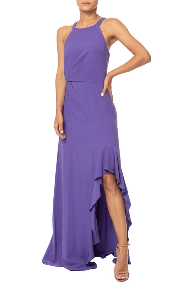 Vestido Longo Crepe Roxo