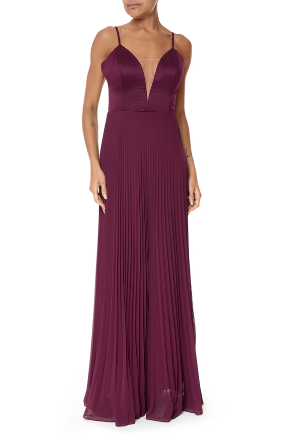 Vestido Longo Crepe Roxo - DG75856 Essential Collection