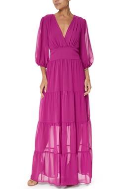 Vestido Longo Crepe Roxo