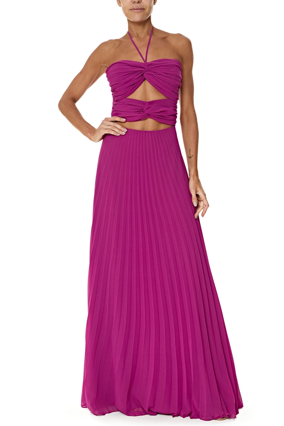 Vestido Longo Crepe Roxo - DG76212 Essential Collection