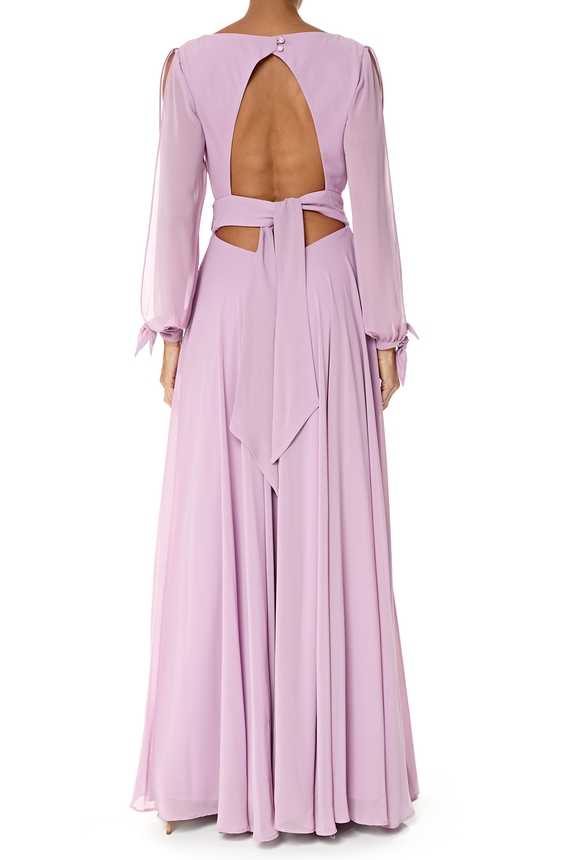 Vestido Longo Crepe Roxo - DG76269 Essential Collection