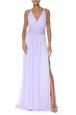 Vestido Longo Crepe Roxo