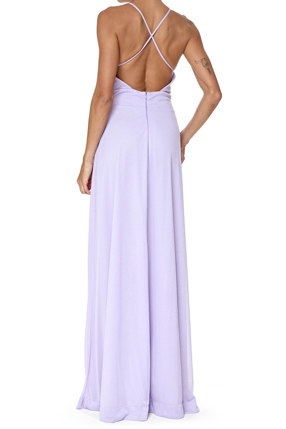 Vestido Longo Crepe Roxo - DG76517 Essential Collection