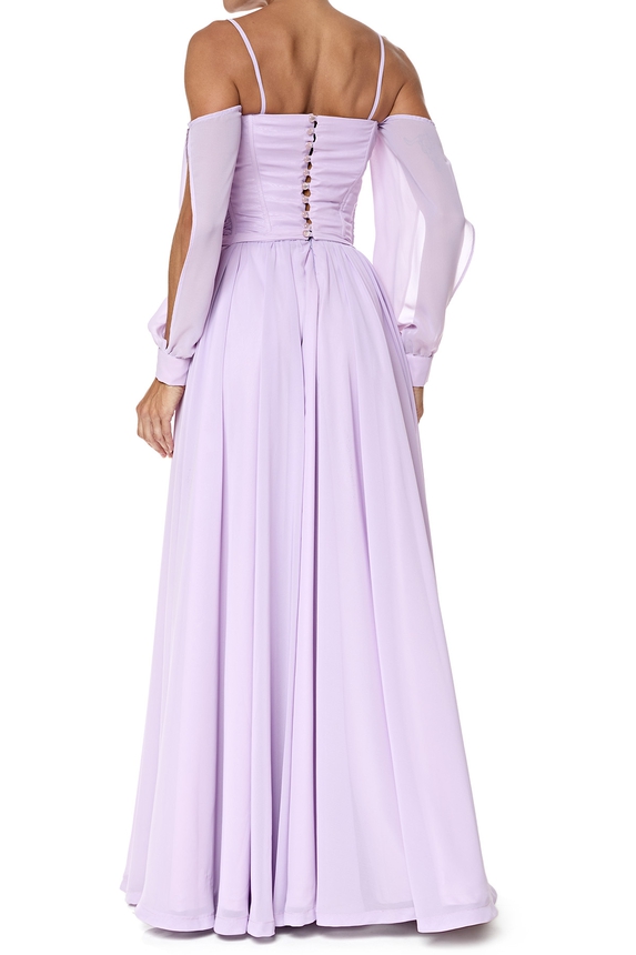 Vestido Longo Crepe Roxo - DG76527 Essential Collection
