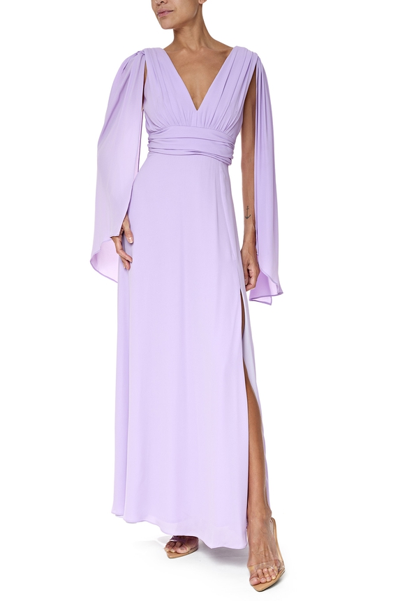 Vestido Longo Crepe Roxo - DG76619 Essential Collection