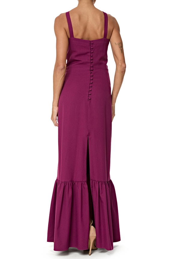 Vestido Longo Crepe Roxo - DG76712 Débora Mangabeira