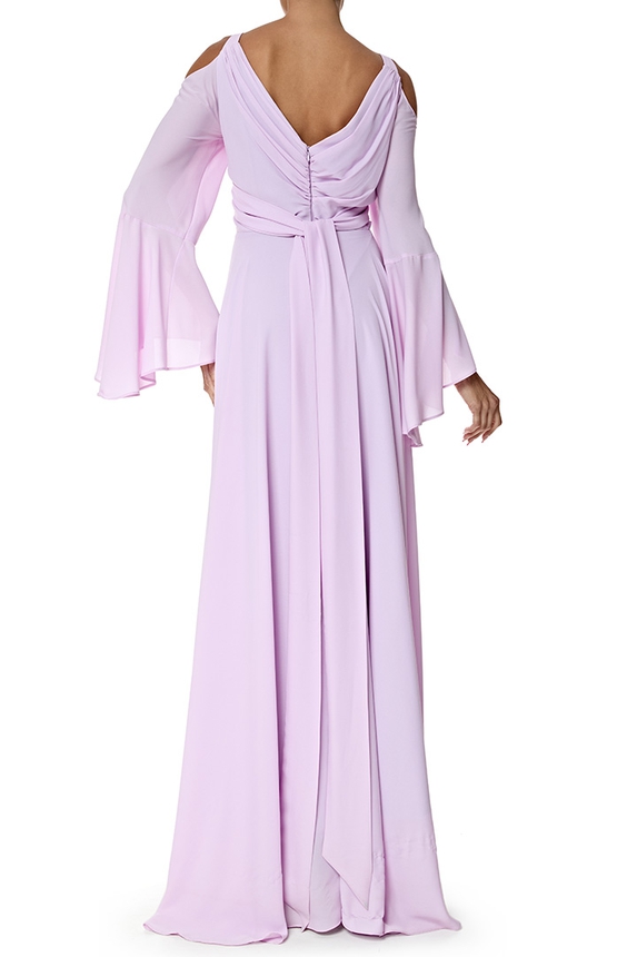 Vestido Longo Crepe Roxo - DG77078 Essential Collection