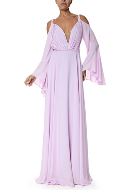 Vestido Longo Crepe Roxo