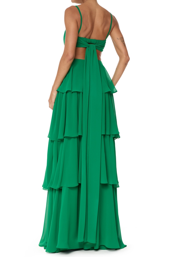 Vestido Longo Crepe Verde - 36/42 Essential Collection