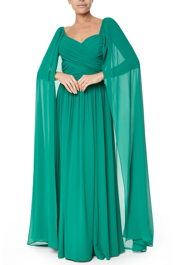 Vestido Longo Crepe Verde - DG75593 Essential Collection