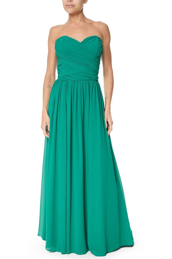 Vestido Longo Crepe Verde - DG75593 Essential Collection