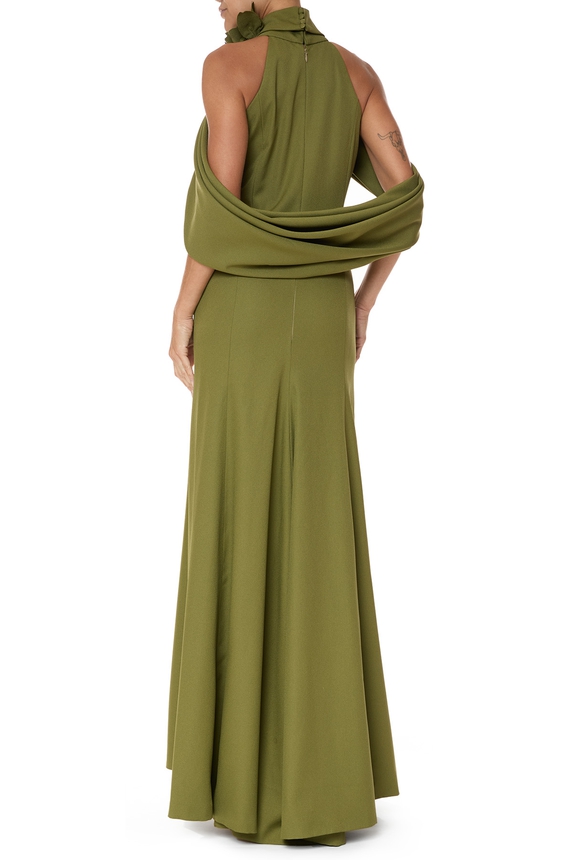 Vestido Longo Crepe Verde - DG75665 Essential Collection