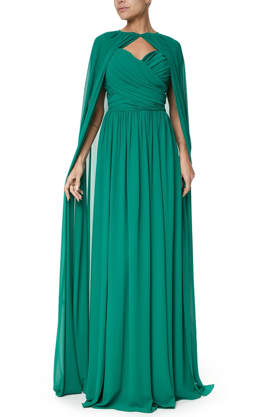 Vestido Longo Crepe Verde - DG75717 Essential Collection