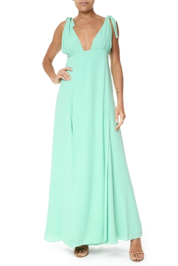 Vestido Longo Crepe Verde