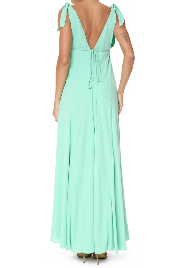 Vestido Longo Crepe Verde - DG75813 Essential Collection