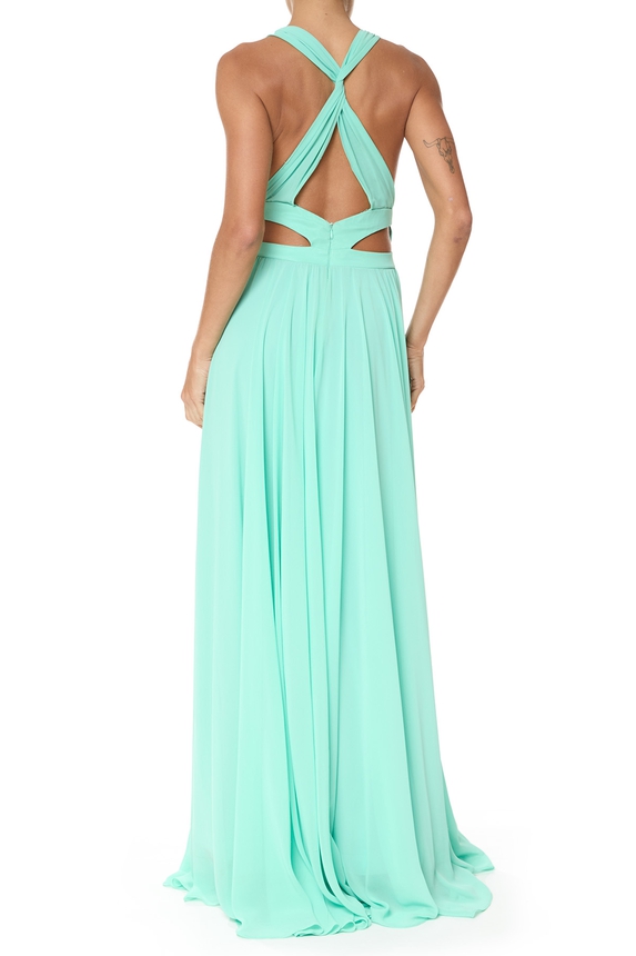 Vestido Longo Crepe Verde - DG75815 Essential Collection