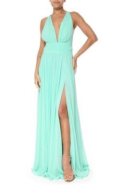 Vestido Longo Crepe Verde