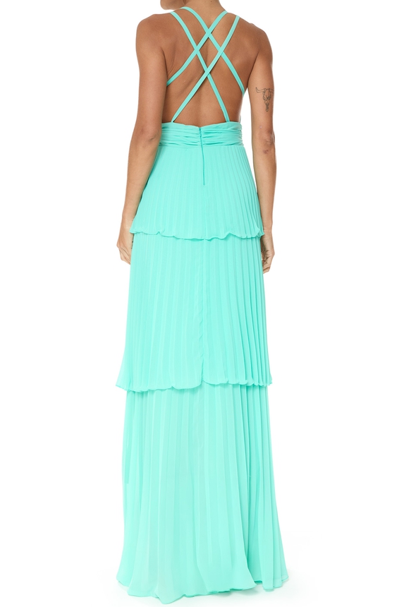 Vestido Longo Crepe Verde - DG75816 Essential Collection