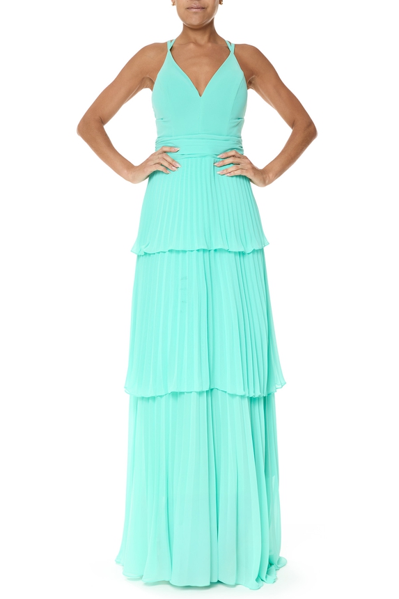 Vestido Longo Crepe Verde - DG75816 Essential Collection