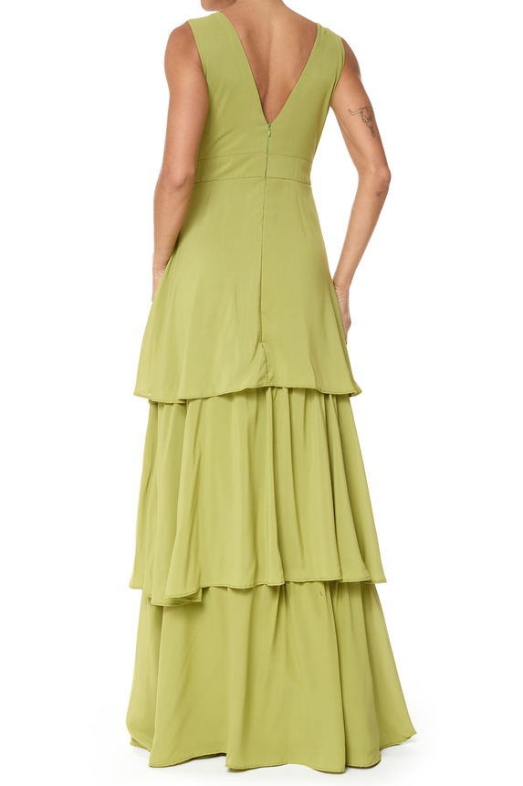 Vestido Longo Crepe Verde - DG75818 Essential Collection