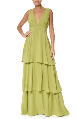 Vestido Longo Crepe Verde