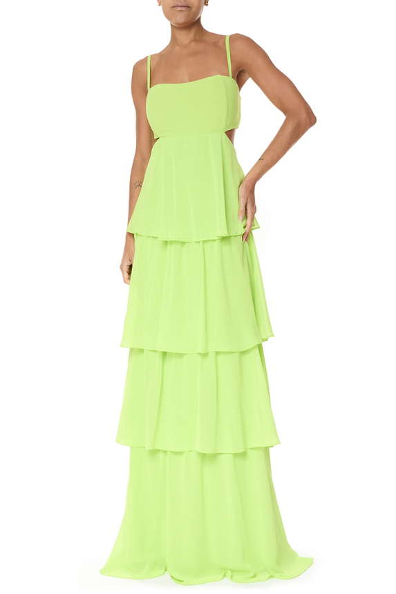 Vestido Longo Crepe Verde - DG75819 Essential Collection