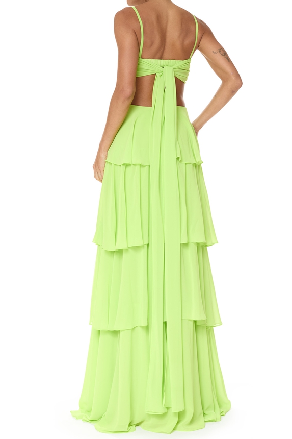 Vestido Longo Crepe Verde - DG75819 Essential Collection