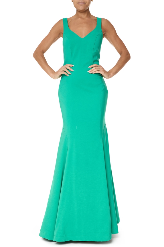 Vestido Longo Crepe Verde - DG75828 Essential Collection