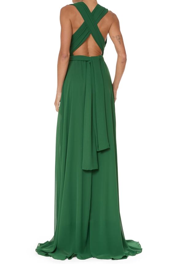 Vestido Longo Crepe Verde - DG76087 Essential Collection