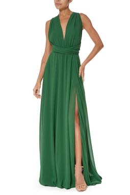 Vestido Longo Crepe Verde