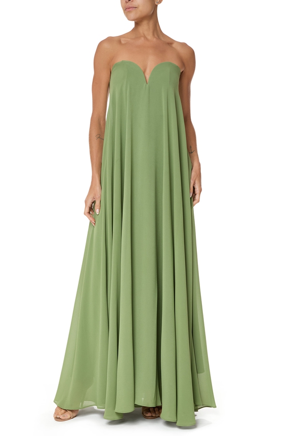 Vestido Longo Crepe Verde - DG77001 Ave Rara