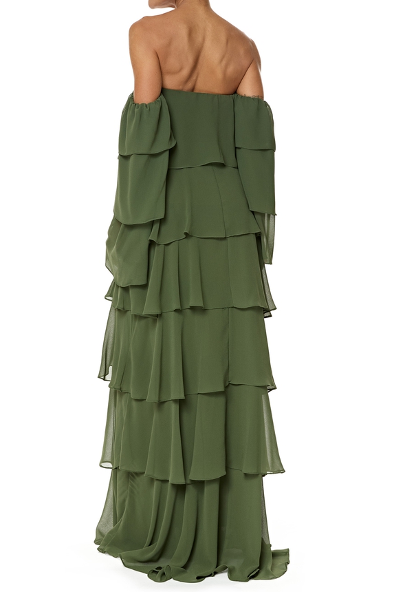 Vestido Longo Crepe Verde - DG76183 Essential Collection