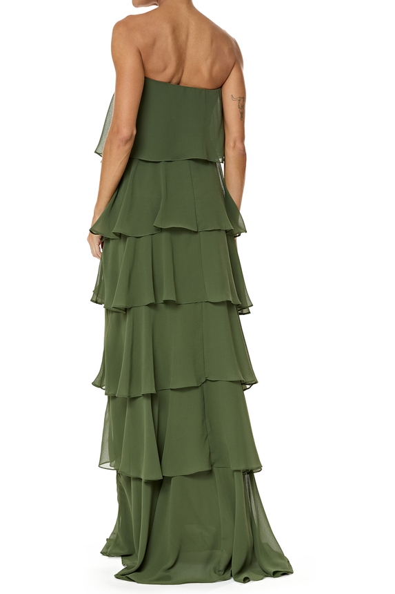 Vestido Longo Crepe Verde - DG76183 Essential Collection