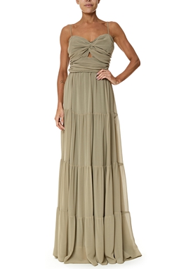 Vestido Longo Crepe Verde
