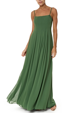 Vestido Longo Crepe Verde