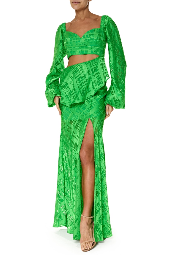 Vestido Longo Crepe Verde - DG76252 Tufi Duek