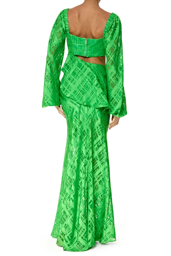 Vestido Longo Crepe Verde - DG76252 Tufi Duek