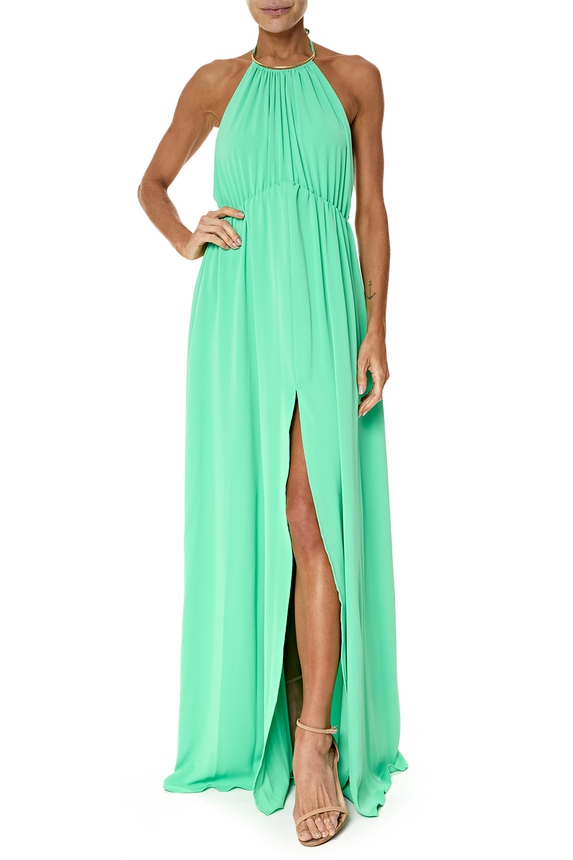 Vestido Longo Crepe Verde - DG76292 Essential Collection