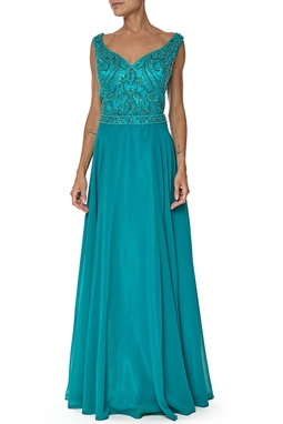 Vestido Longo Crepe Verde